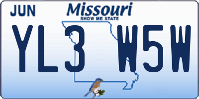MO license plate YL3W5W