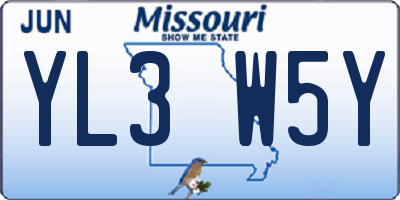 MO license plate YL3W5Y