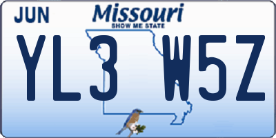 MO license plate YL3W5Z