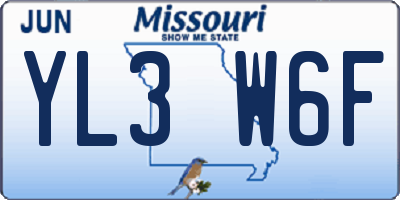 MO license plate YL3W6F