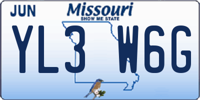 MO license plate YL3W6G