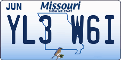 MO license plate YL3W6I