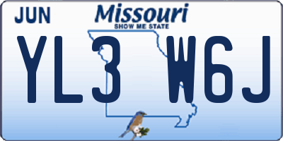 MO license plate YL3W6J