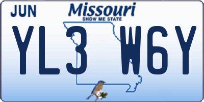 MO license plate YL3W6Y