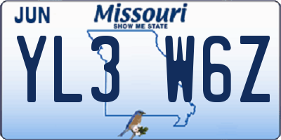 MO license plate YL3W6Z