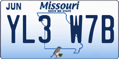 MO license plate YL3W7B