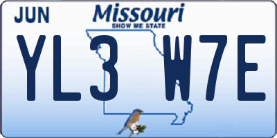 MO license plate YL3W7E