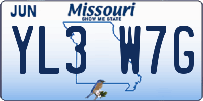 MO license plate YL3W7G