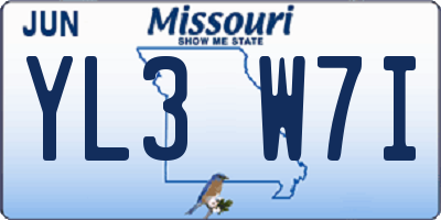MO license plate YL3W7I
