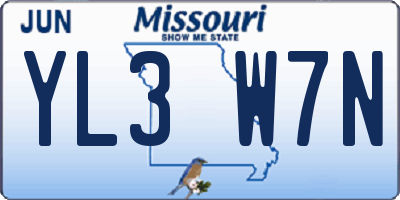 MO license plate YL3W7N