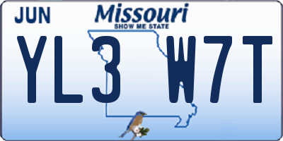 MO license plate YL3W7T
