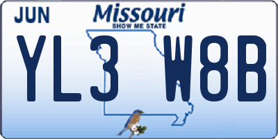 MO license plate YL3W8B