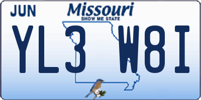 MO license plate YL3W8I