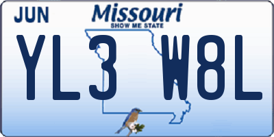 MO license plate YL3W8L
