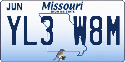 MO license plate YL3W8M