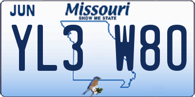 MO license plate YL3W8O