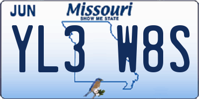 MO license plate YL3W8S