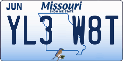 MO license plate YL3W8T