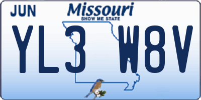 MO license plate YL3W8V