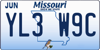 MO license plate YL3W9C