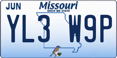 MO license plate YL3W9P