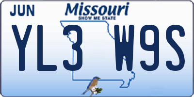 MO license plate YL3W9S