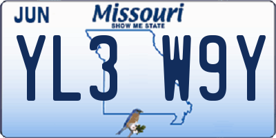 MO license plate YL3W9Y