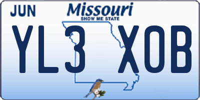 MO license plate YL3X0B