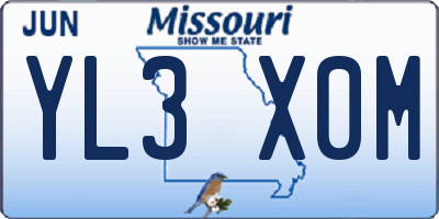 MO license plate YL3X0M