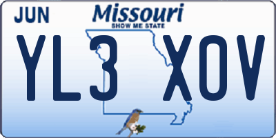 MO license plate YL3X0V