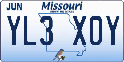 MO license plate YL3X0Y