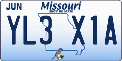 MO license plate YL3X1A