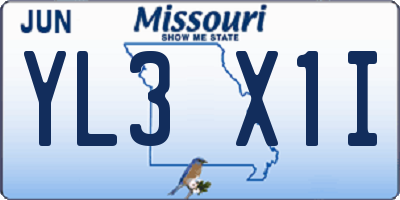 MO license plate YL3X1I