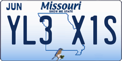 MO license plate YL3X1S