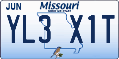 MO license plate YL3X1T