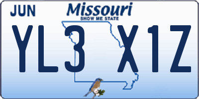 MO license plate YL3X1Z