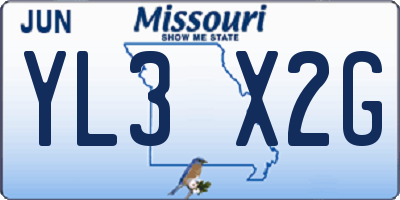 MO license plate YL3X2G