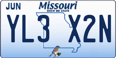 MO license plate YL3X2N