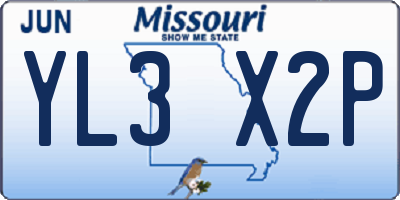 MO license plate YL3X2P