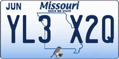 MO license plate YL3X2Q