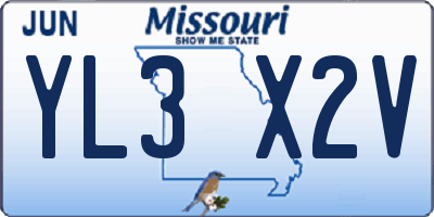 MO license plate YL3X2V