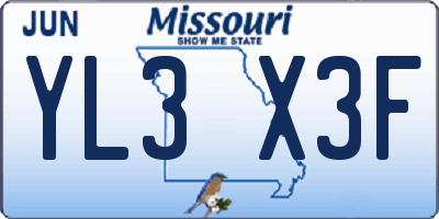 MO license plate YL3X3F
