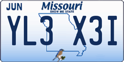 MO license plate YL3X3I