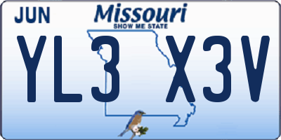 MO license plate YL3X3V