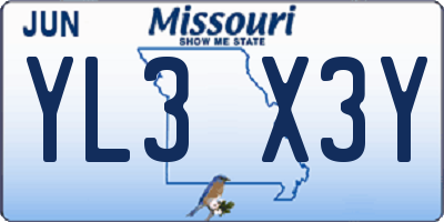 MO license plate YL3X3Y