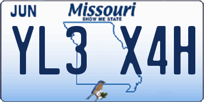 MO license plate YL3X4H