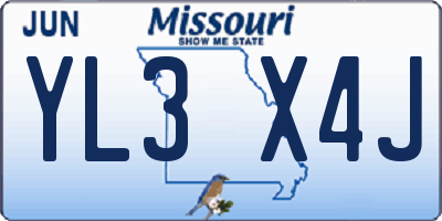 MO license plate YL3X4J