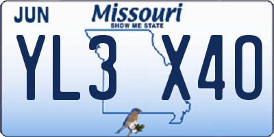 MO license plate YL3X4O