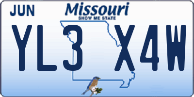 MO license plate YL3X4W