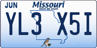 MO license plate YL3X5I